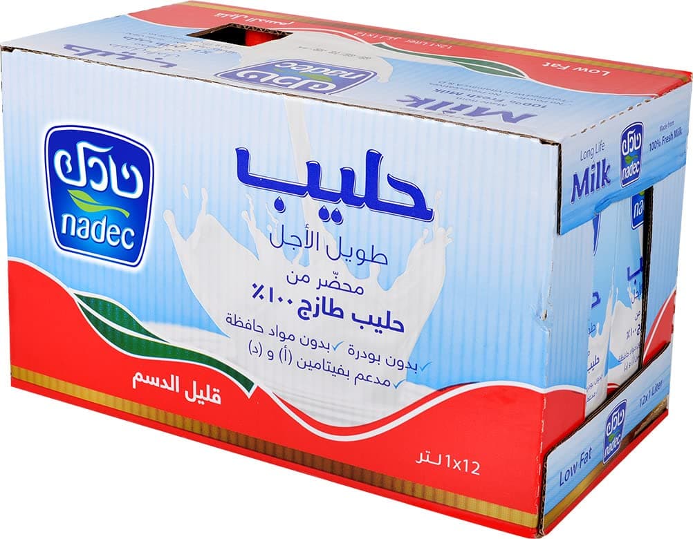 Nadec Uht Low Fat Tetra Milk, 12 X 1 Litre - Pack of 1