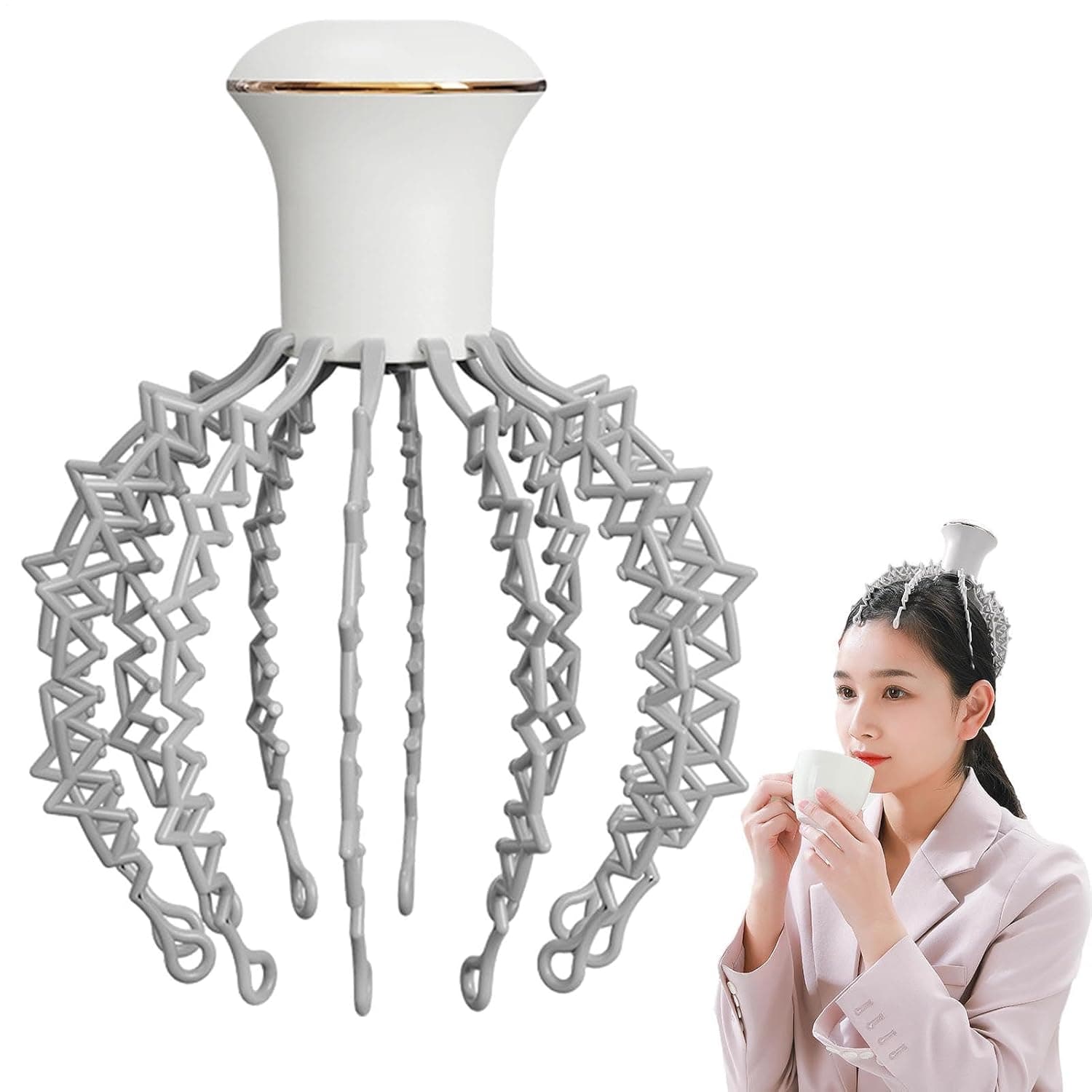 Head Scratcher Scalp Massager Electric Cordless 6 Massage Modes Massage | Finger Massage Tool for Women Men Travel Home Office Spa Relaxation Bedroom Living Room Soothing Outdoor Commute Trip