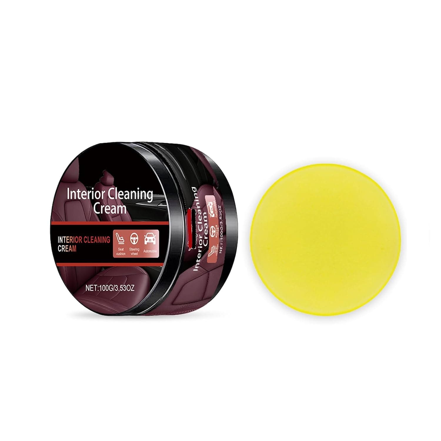 Leather Cleaning Paste with Sponge, Multifunctional Leather Care Cream for Car Interiors, Furniture, Shoes – Gentle Restoration & Stain Removal (1PCS)