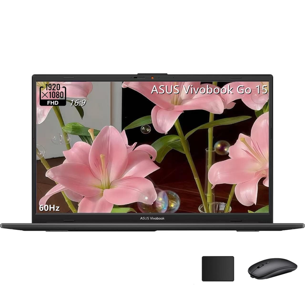 ASUS Vivobook Go 15 Laptop, 15.6" FHD (1920 × 1080) Display, Intel Processor N150, Intel UHD Graphics, 4GB LPDDR5 RAM, 128GB SSD, Windows 11 Home, Wi-Fi 6, Mixed Black, TWE Accessories