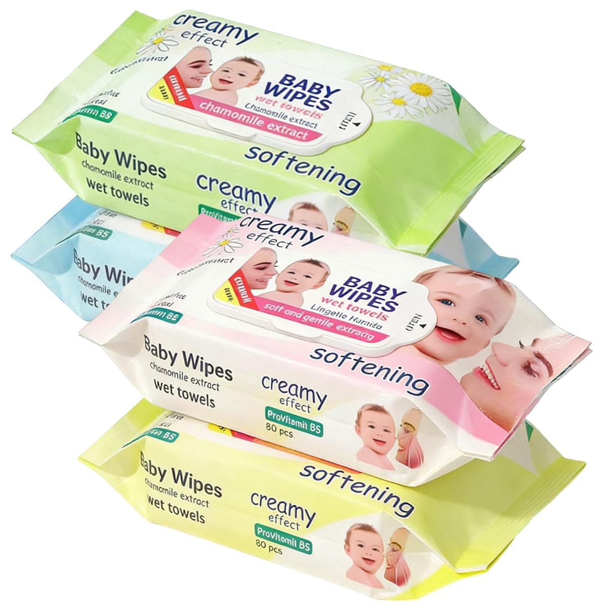 ECVV Baby Wet Wipes 320 Count (4 Packs of 80), 14x18cm Hypoallergenic Soft Wipe for Sensitive Skin, Hypoallergenic Cleansing Wipe, Thick Soft Baby Diaper Wipes for Face Hands & Feet