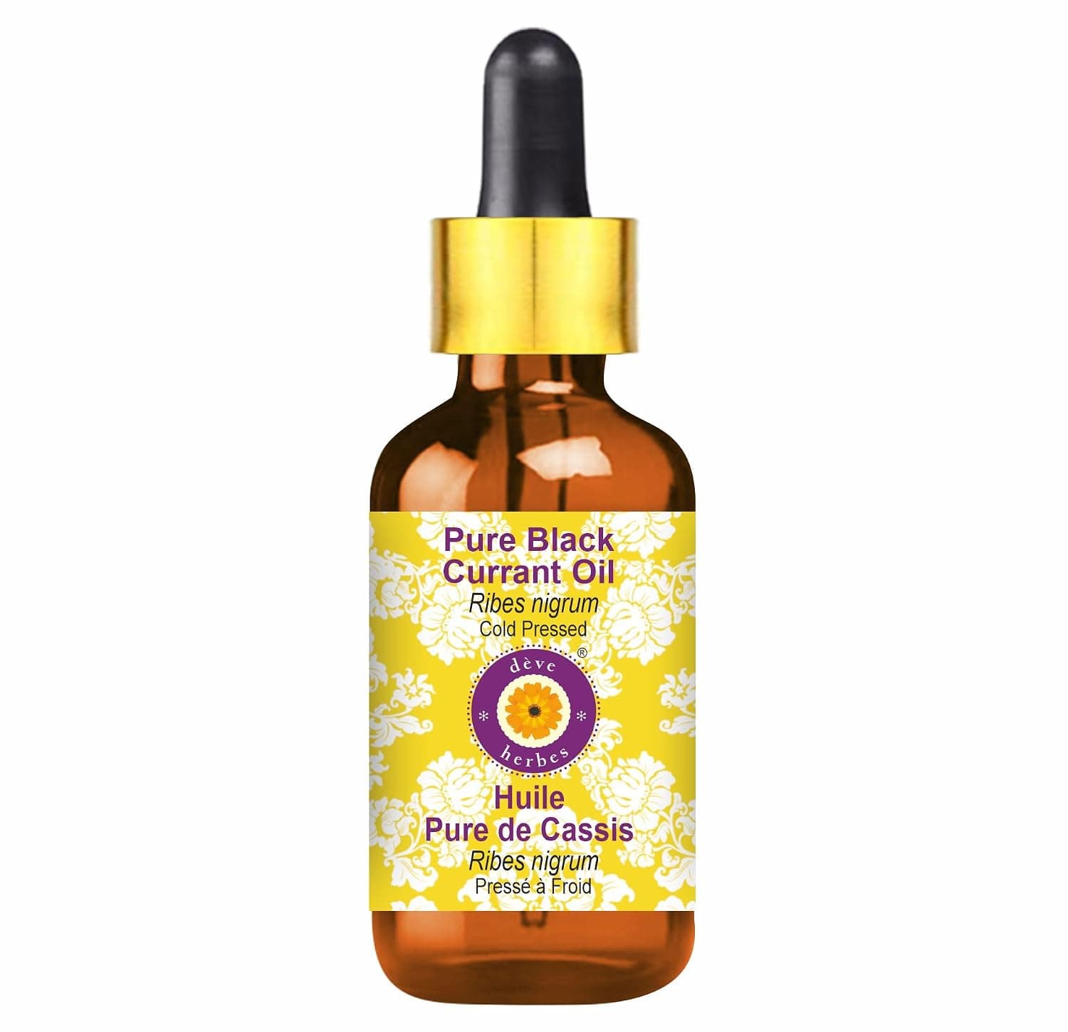 Deve Herbes Pure Black Currant Oil (Ribes nigrum) with Glass Dropper Cold Pressed 10ml (0.33 oz)