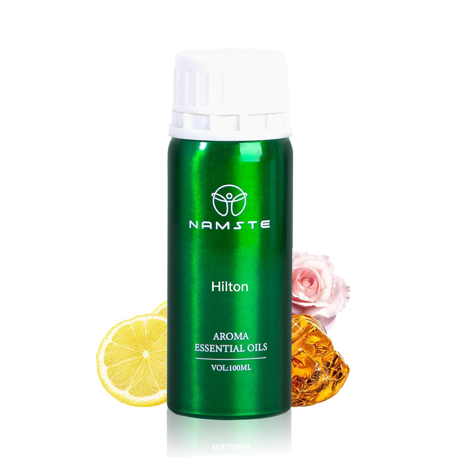 NAMSTE Hotel Scents Essential Oils, 100ml Hilton Hotel Collection Aroma Diffuser Oil, Luxury Hotel Inspired Aromatherapy, Blends Lemon, Flora, lily of the valley, Rose, Musk, Amber for Diffuser