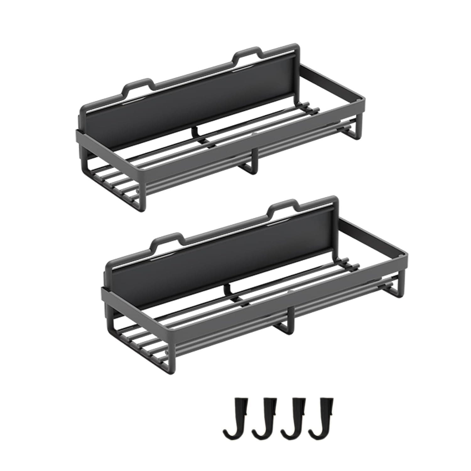 رف توابل للثلاجة عبوة من 2 مغناطيسي متحرك لتنظيم المطبخ والتخزين والمطبخ والغسالة رفوف مغناطيسية سوداء معدن