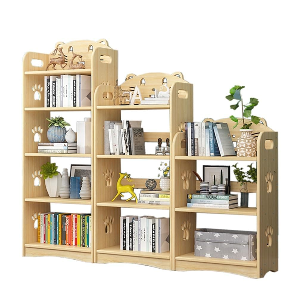 Toy Organiser 3-5 Tier children Bookcase,Cartoon Cubbies Reading Book Stand, Toy Storage Organizer Bedroom Toy Room - Gift, need Assemble,Wood-60 * 23 * 98cm