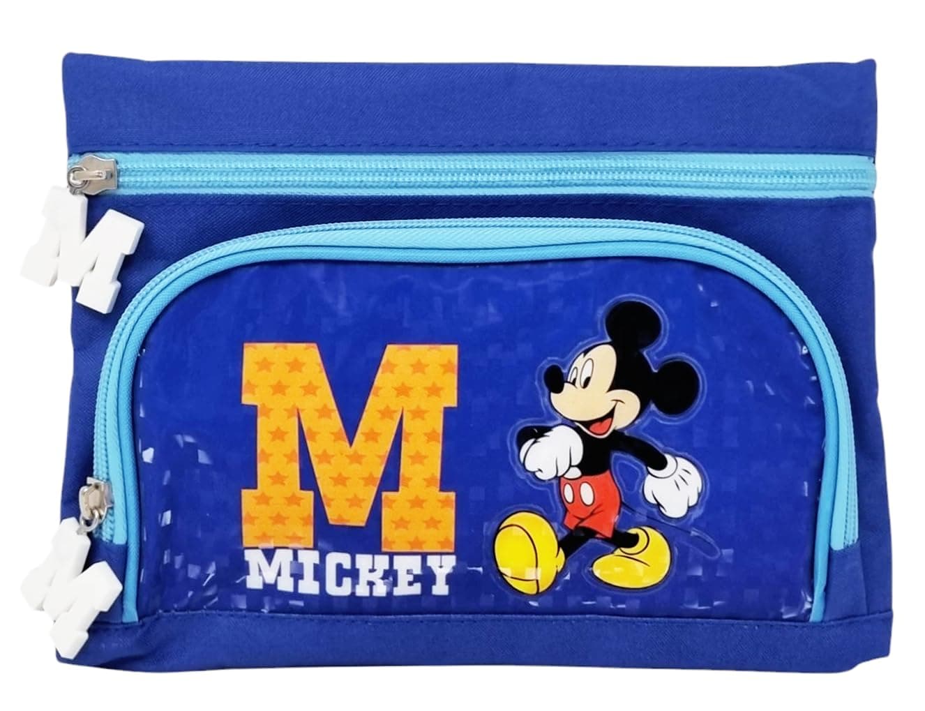 Disney Mickey Mouse Pencil Case for School with 2 Compartments Zip Closure, blue, Mickey Mouse