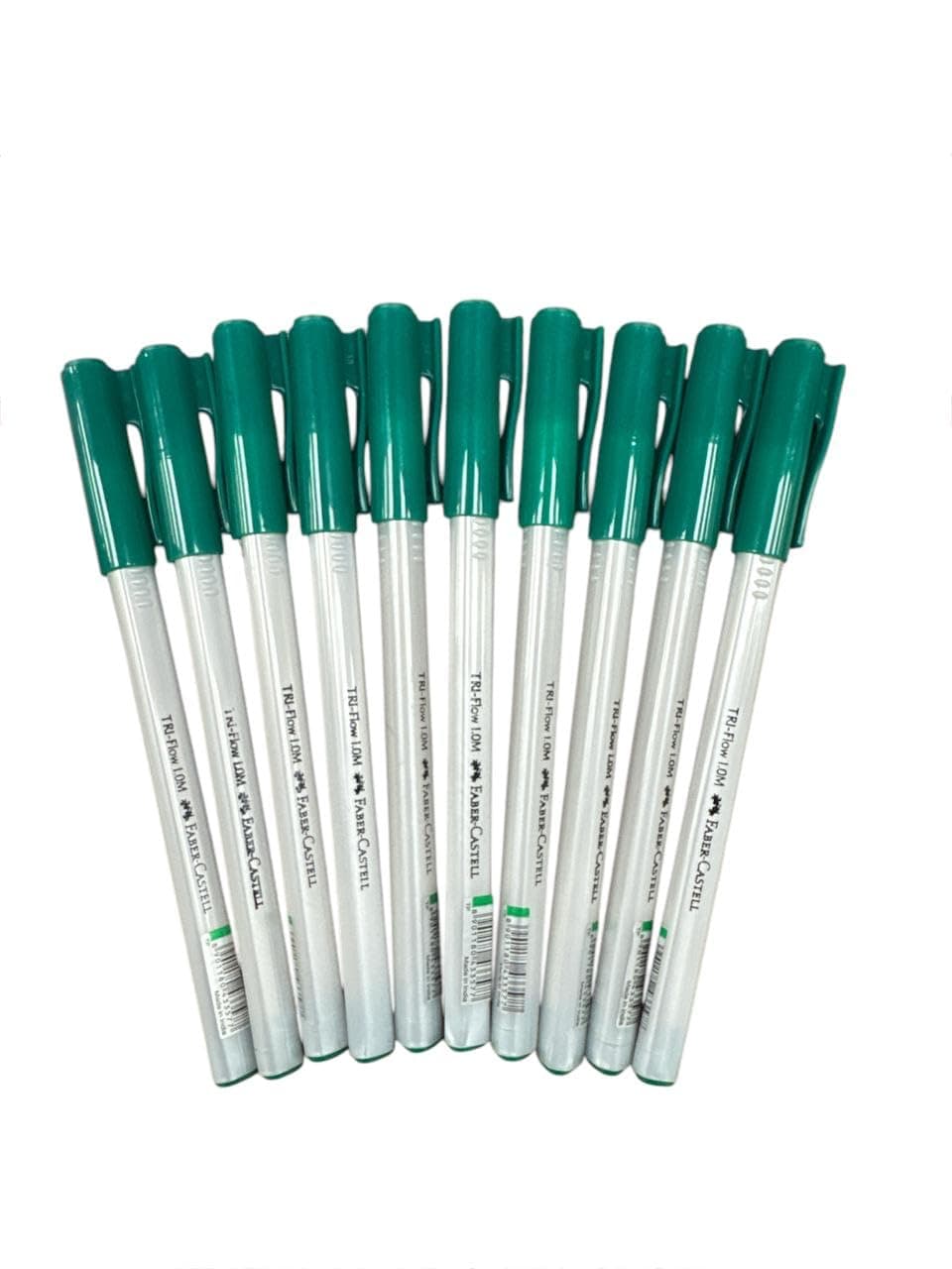 Faber-Castell C Triflow Ballpoint Pen 10-Piece Set, 1 mm Tip Size, Green