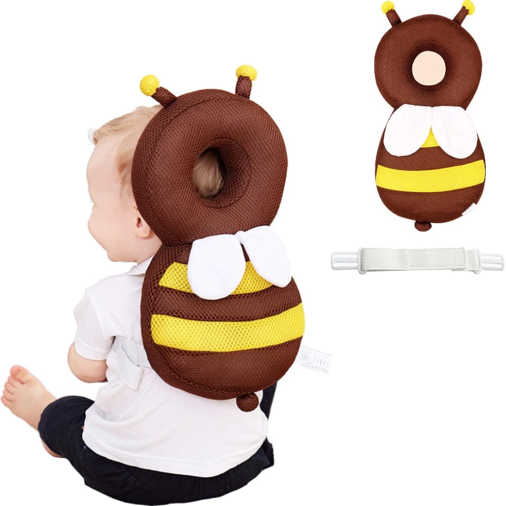 GREBIRD Baby Head Protector, Toddlers Head Safety Pad Cushion, Adjustable Toddlers Head Protection Backpack Pillow, Baby Anti-fall Protector, Baby Back Protection for Crawling and Walking (L Brown)