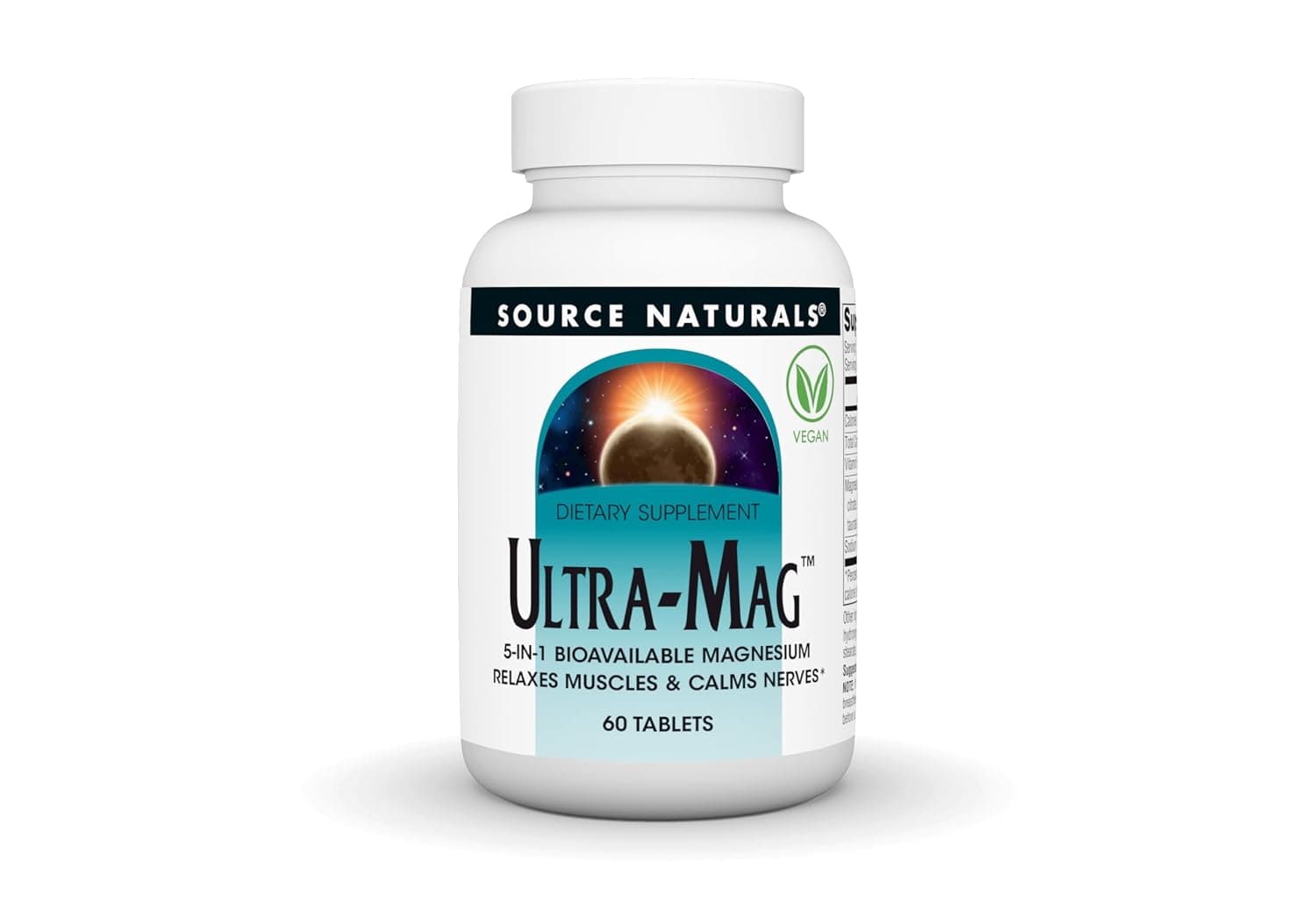 Source Naturals Ultra-Mag, 5-in-1 Bioavailable Magnesium - Relaxes Muscles & Calms Nerves* - 60 Vegan Tablets | 5 in 1 - Bioavailable Magnesium Vegan Supplement, Maintains Muscle & Nerve Function*