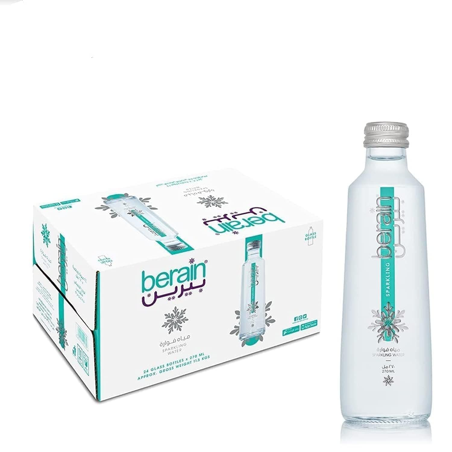 Berain Glass Bottle Sparkling Water, 24 x 270 ml
