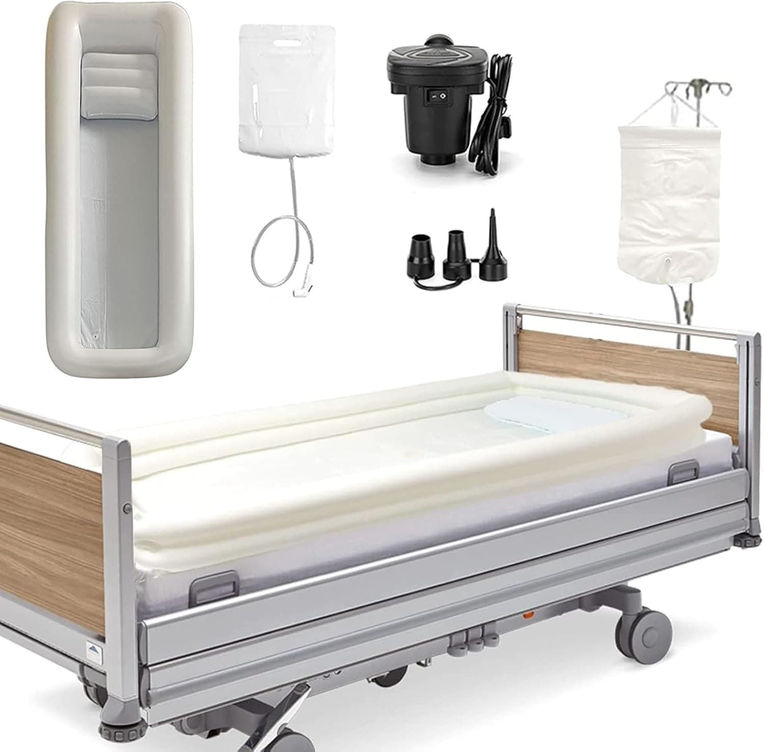 Inflatable Shower Bathtub Kits, Portable Medical PVC Bedside Shower Bathtub Kit, Bath in Bed Assistive Aid for Disabled, Elderly, Bedridden Patient