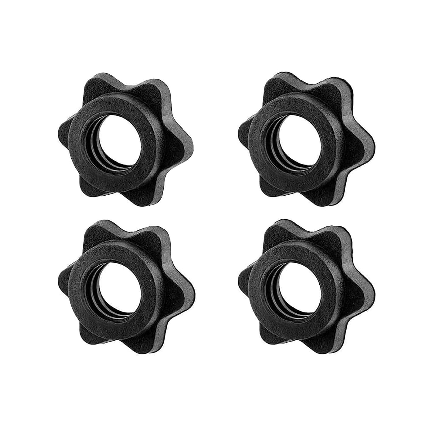 X spring Dumbbell Collars, 4Pcs Black 25mm Hex Nut Barbell Collar Clamps, Secure Weight Lifting Clips for 1 Inch Standard Dumbbells and Barbells, Heavy Duty Fitness Equipment Accessories