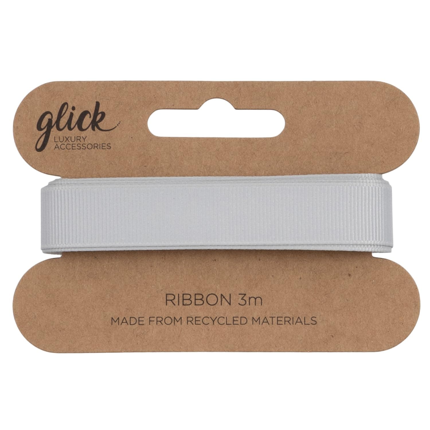 Glick Luxury Grey Gros Grain Ribbon 3 Metres in Length, for Gift Wrapping and Other Arts & Crafts, 1.6 cm x 3 metres