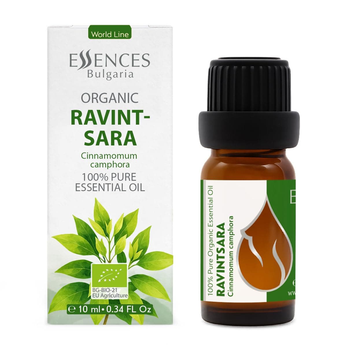 Essences Bulgaria Organic Ravintsara Essential Oil | 10ml | Cinnamomum camphora | 100% Pure and Natural | Undiluted | Therapeutic Grade | Aromatherapy | Cosmetics | Cruelty Free | Non-GMO