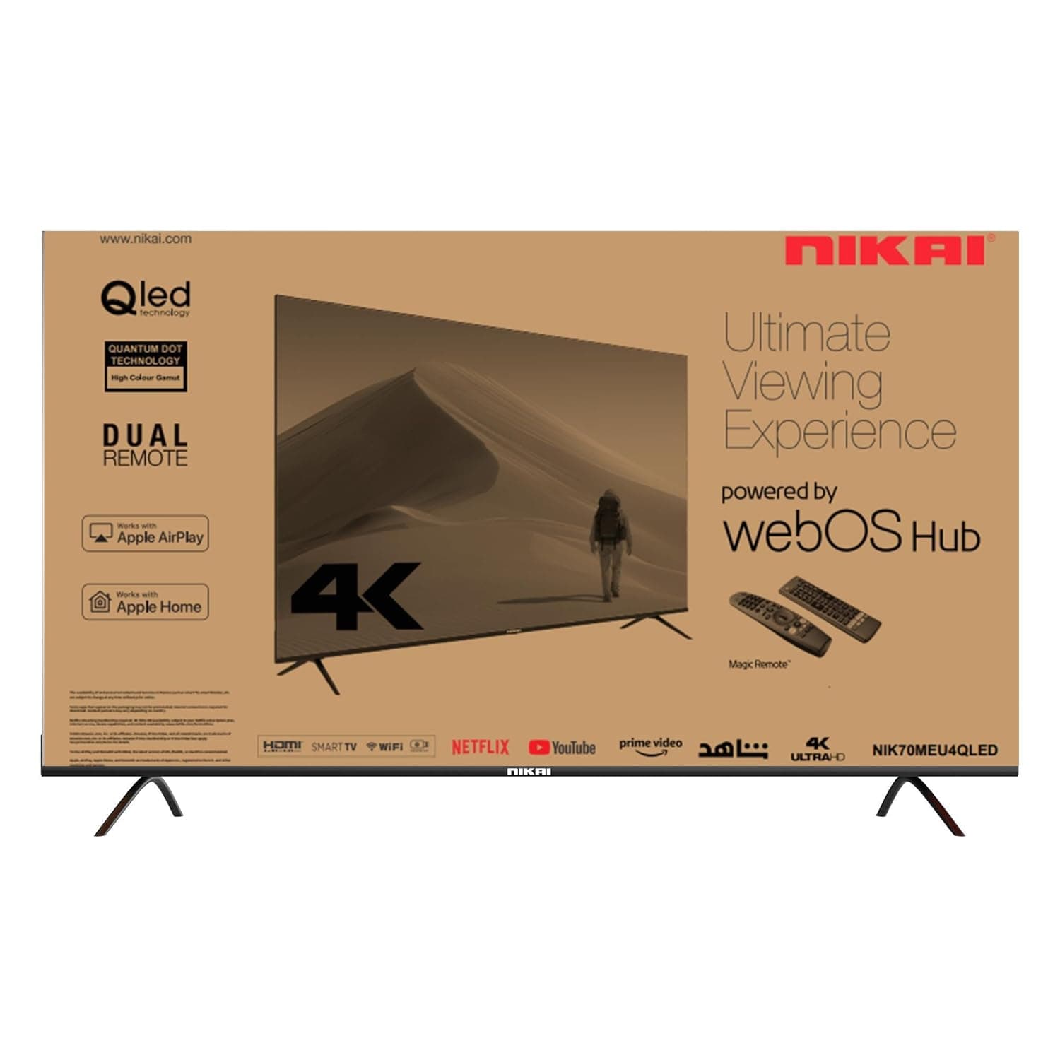 Nikai 70" Inch QLED WebOS 4K Smart UHD TV, Hands-Free Voice Control, Dolby Digital, Built-in Wi-Fi, Bluetooth, High Colour Gamut, Effortless Connectivity With Android & Apple Devices NIK70MEU4QLED