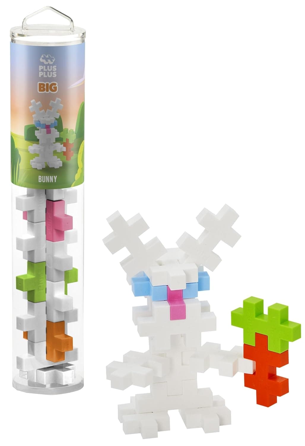 PLUS PLUS Building Blocks - 15 Large Durable Pieces for Bunny Build, Great Easter Gifts - Kids Construction Toys, Learning Resources and STEM Play - Toys For 1 Year Old Boys and Girls, Bunny