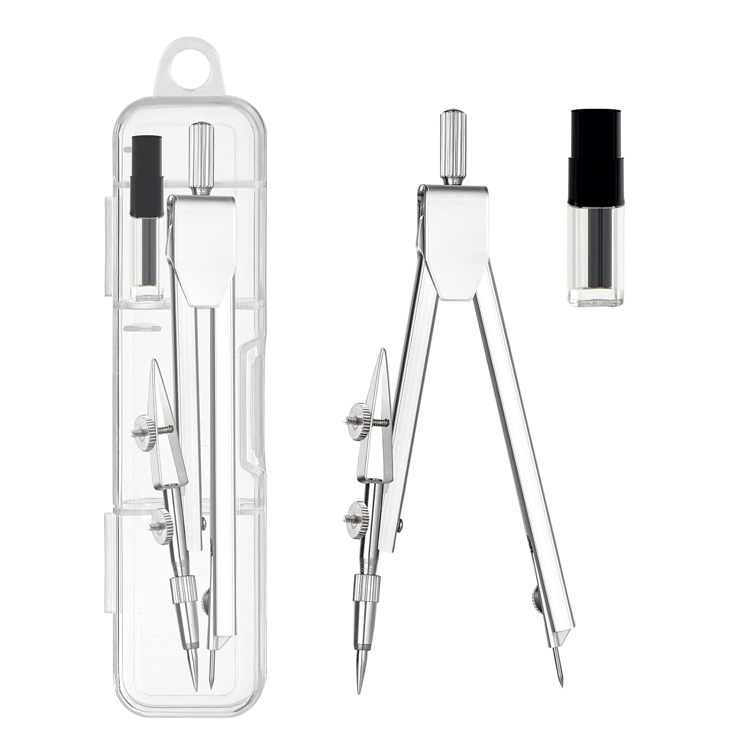 NALACAL 2 Pack Student Metal Compass Set – Geometry & Drafting Compass with Extra Lead Refills, Drawing Tool for Office, School Supplies & Woodworking