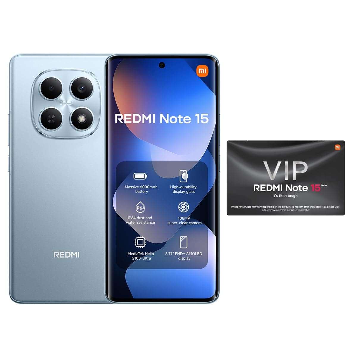 REDMI Note 15 Glacier Blue 8G RAM 256G ROM + Bud 6 Play - Global Version
