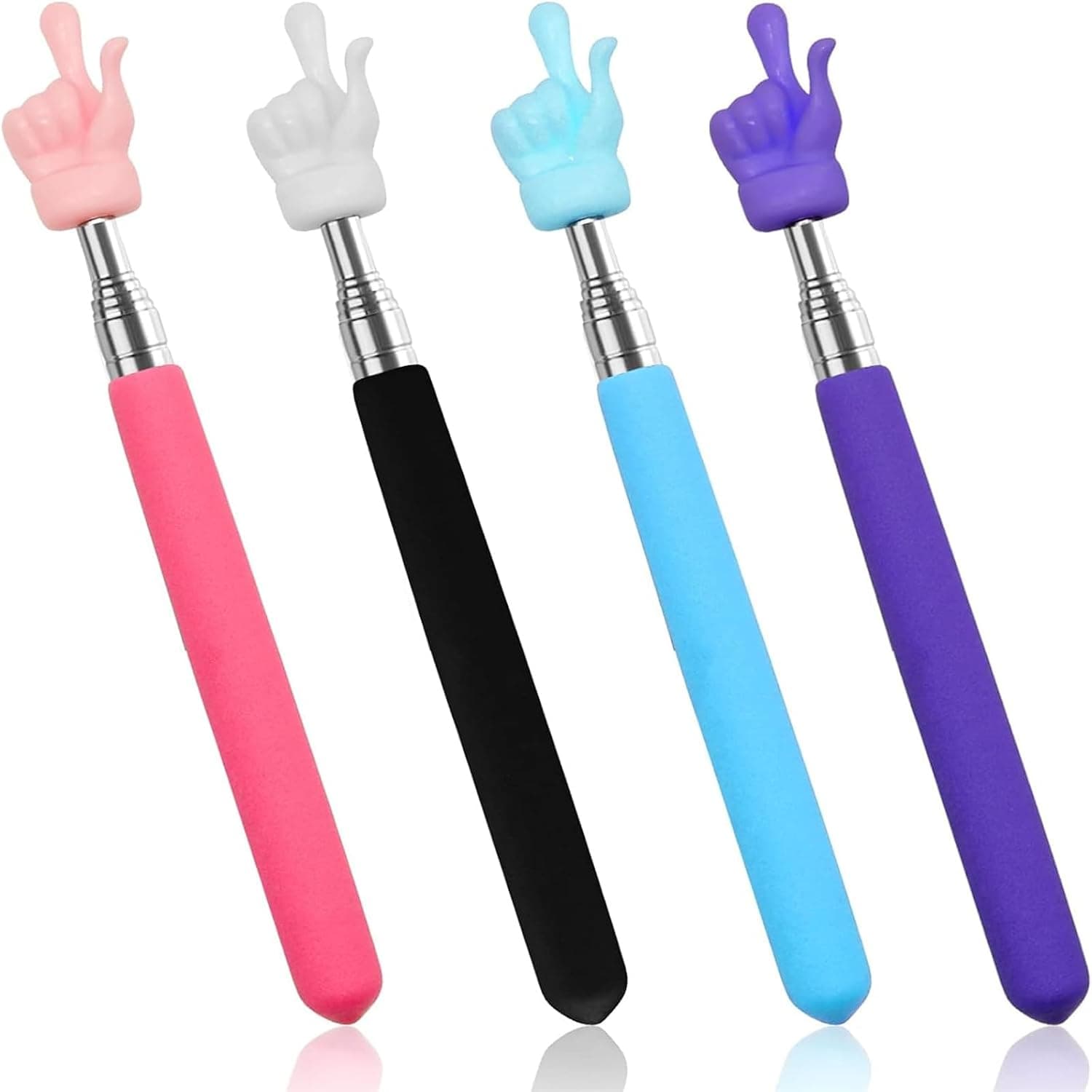 Telescopic Teachers Pointer, 4pcs Extendable Hand Pointer Finger Pointer Stick Pointer Stick Presenter Whiteboard Pointer for Elementary School Kindergarten Teacher, Classroom Supplies