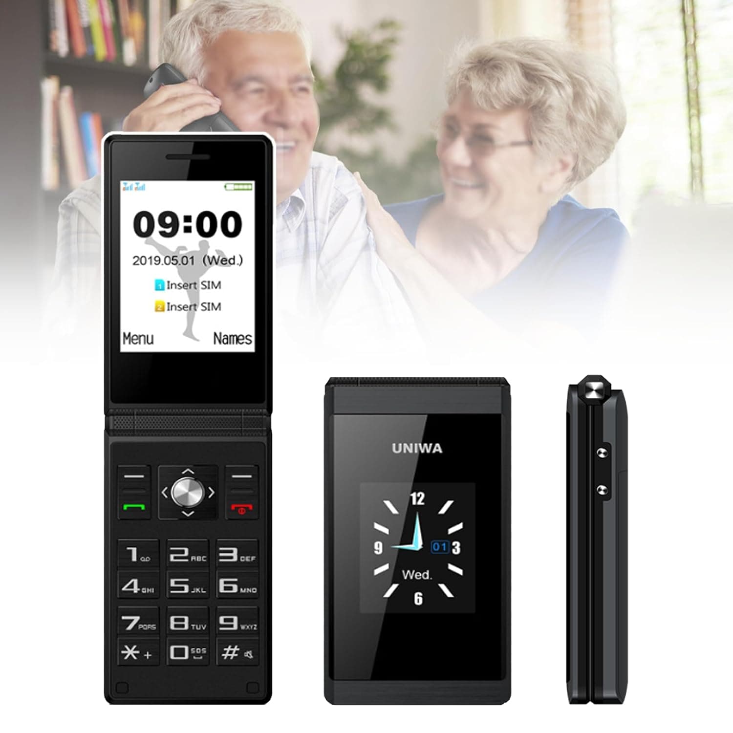 Basic Mobile Phone for the Elderly, Large Keyboard, Large Fonts, Large Display, Large Speakers, Waterproof/Anti-Fall, Rich in Functions, Easy to Use,Black
