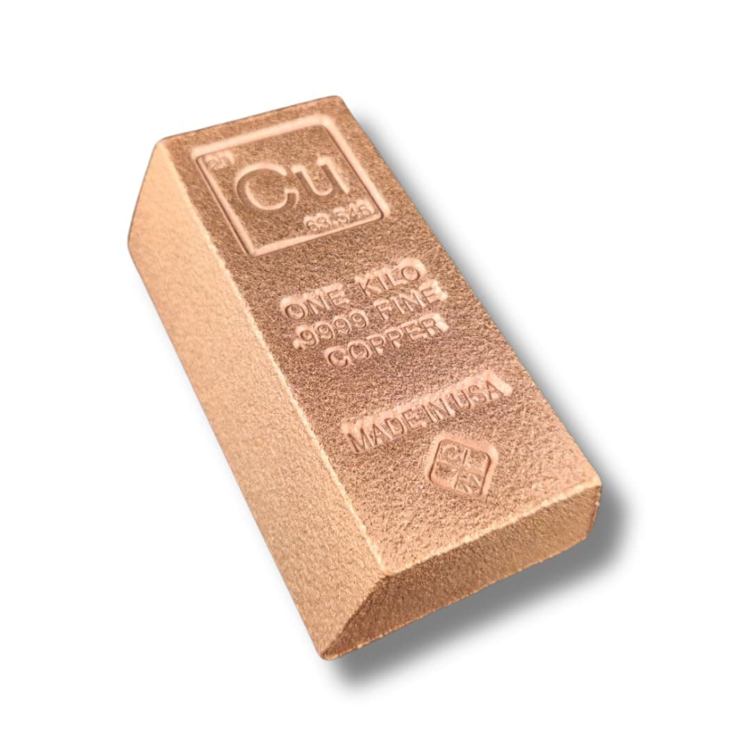 1 Kilo (2.2 LB) Element Cast Copper Bar – .999 Fine Bullion Trapezoid Ingot | Periodic Table Design | Solid Copper Collectible by Liberty Copper