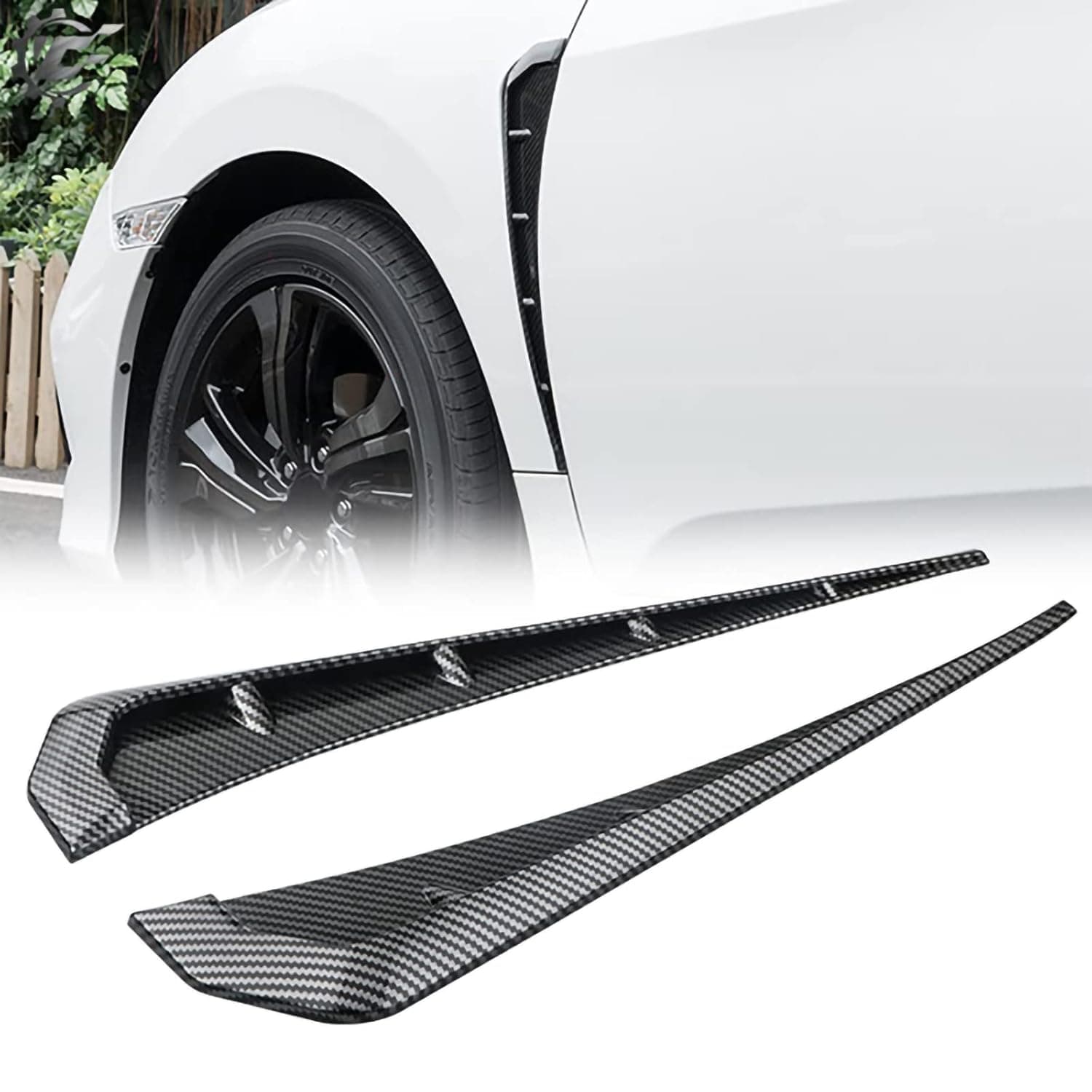 Car Fender Side Vents 1Pair ABS Carbon Fiber Spoiler Compatible Fender Stickers Decorative Air Flow Intake Hole Grille Spoiler Auto Exterior Accessories