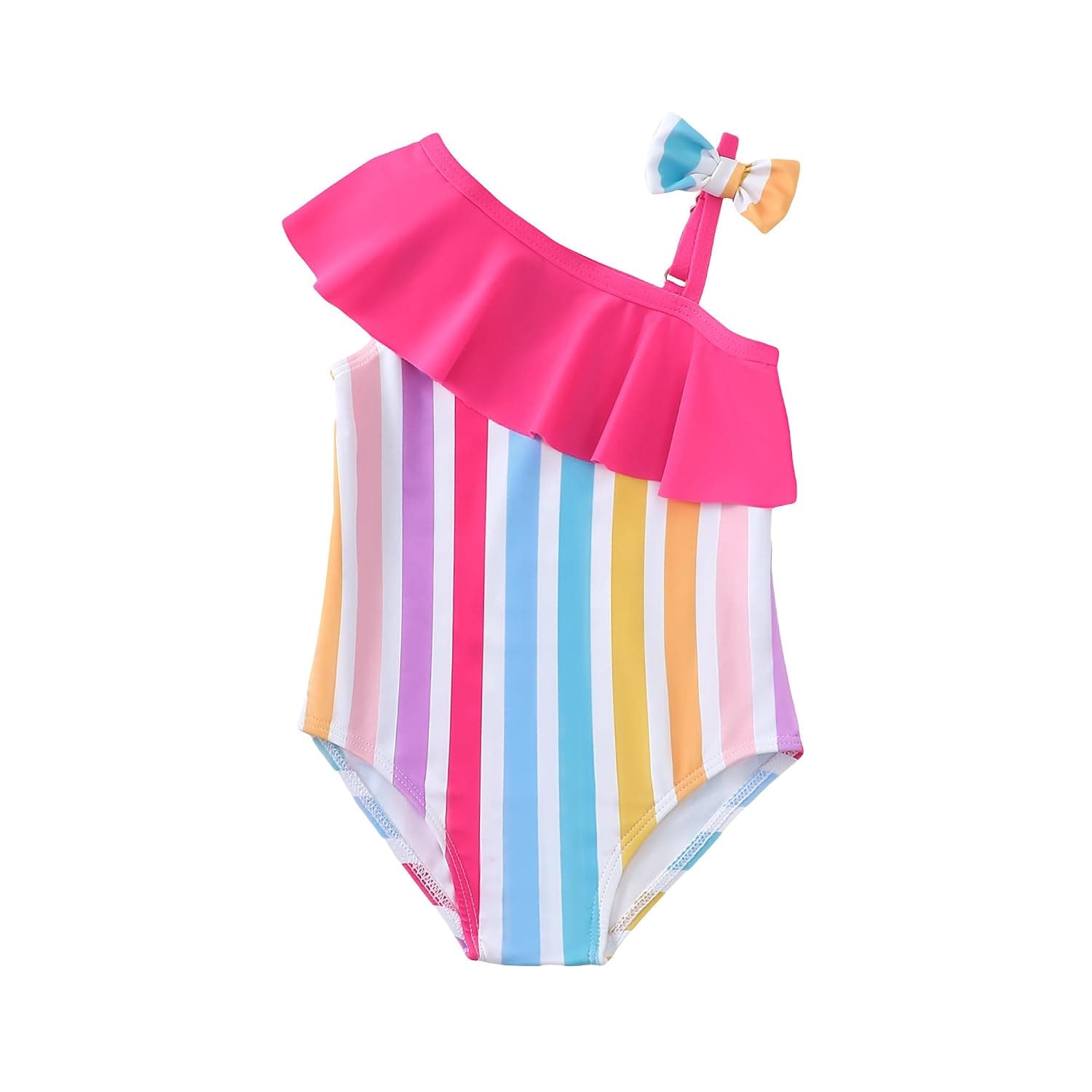 Toddler Girl One Piece Swimsuit Ruffle One Shoulder Swimwear Baby Girls Bathing Suits