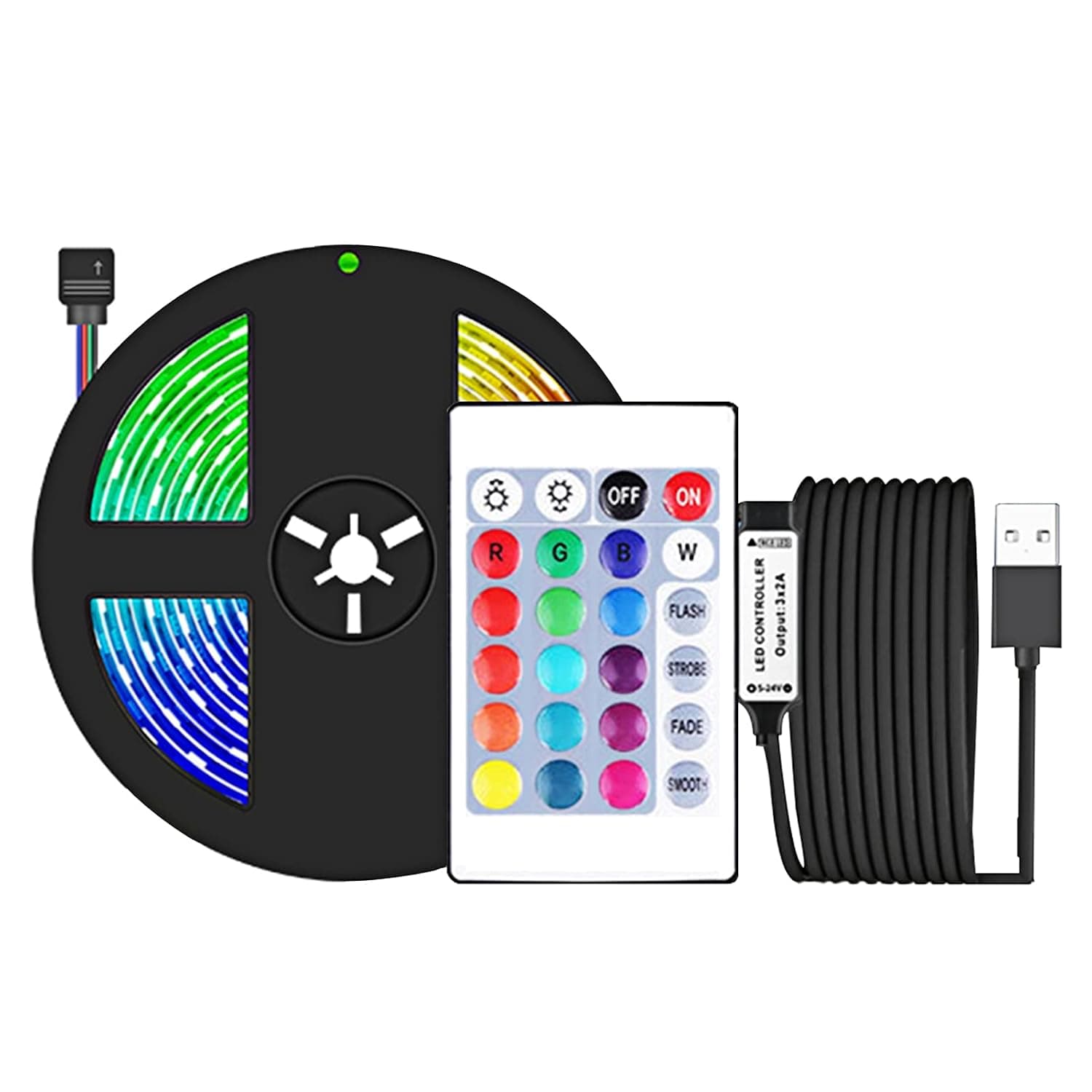 Fawoonu LED Strip Lights 3.28ft. RGB Waterproof Tape Lights with IR Remote Control 16 Colors 4 Modes 5050 Color C LED Lights for Home Ceiling Party Festival