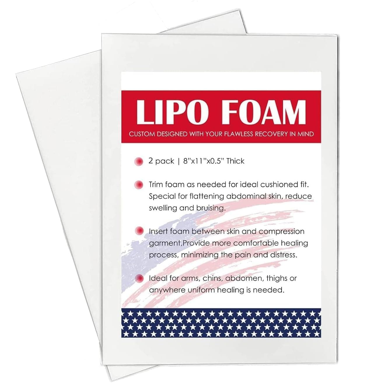 Lipo Foam Pads for Post Surgery Ab Board After Liposuction Surgery Flattening Tummy Tuck Abdominal Compression Garments Lipo Foam Sheets (8" x 11"*0.5"(2PCS))