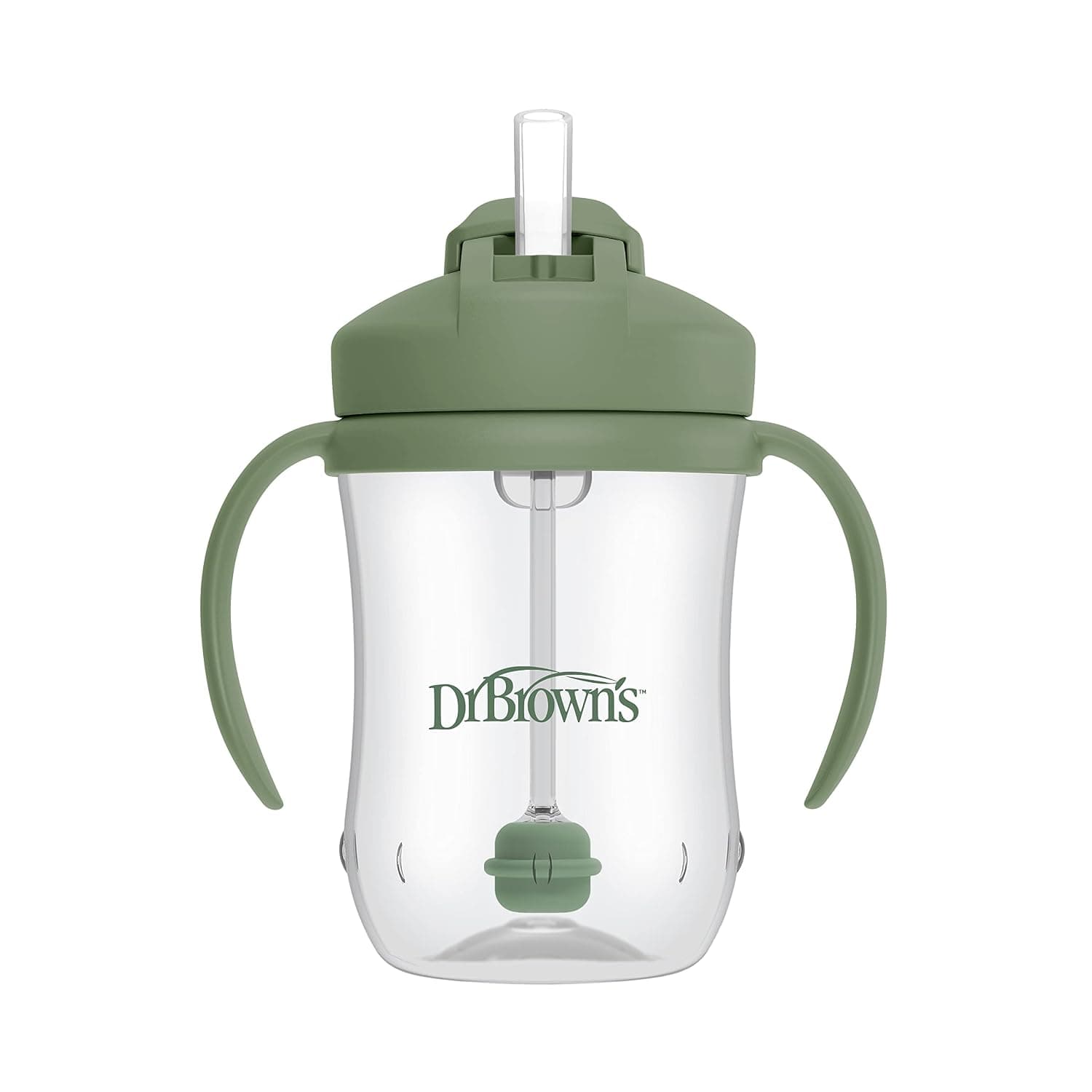 Dr. Brown's Milestones Baby's First Straw Cup, Training Cup with Weighted Straw, 9oz/270mL, Olive Green, BPA Free, 6m+