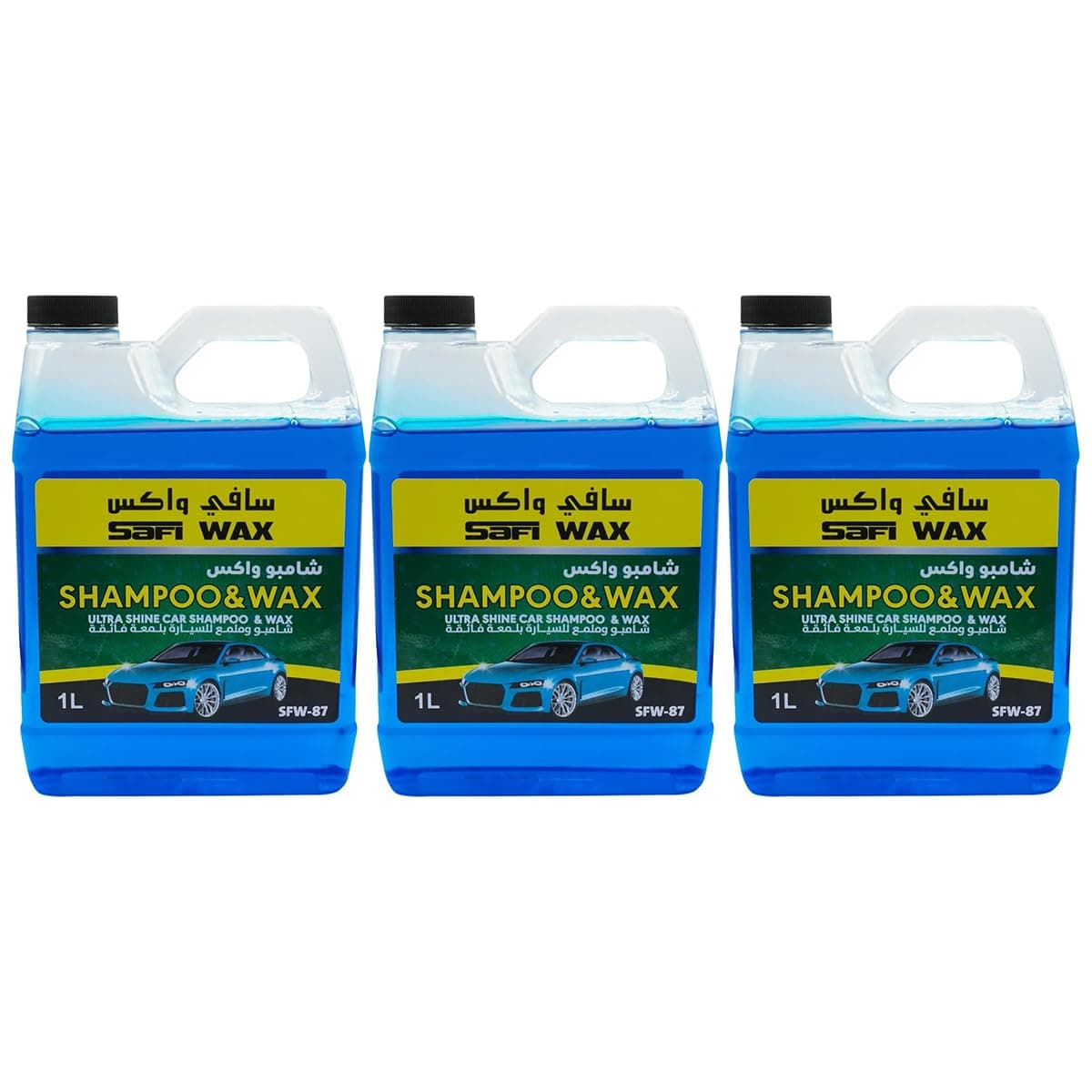 Combo Offer - 3 PCS Ultra Shine Car Shampoo & Wax - 1 Litre - SFW87,car shampoo with wax, Car Wash Shampoo And Wax,Safi Wax Car Shampoo,Car Wax, Car Wax Shampoo, Car Cleaner, Car Care Product