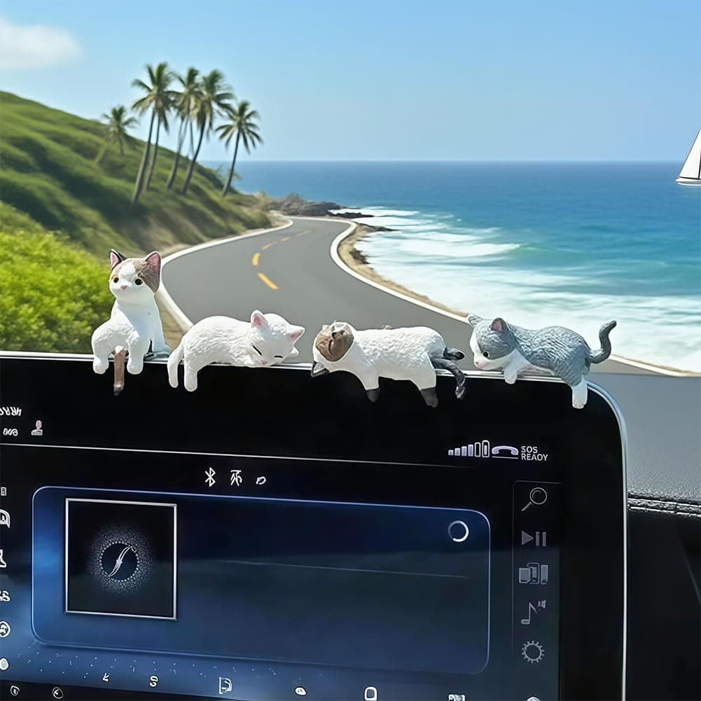 Cat Car Interior,4Pcs Small Cat Car Dashboard Decorations,Cute Automotive Interior Decoration