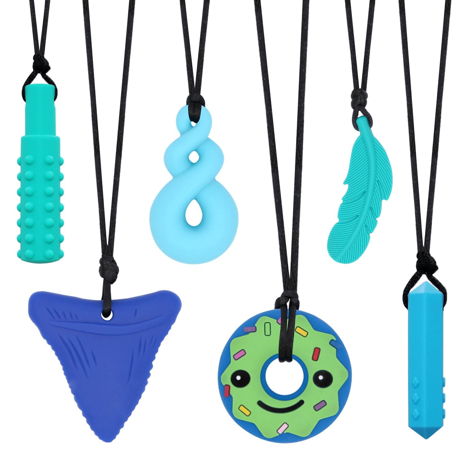 Chew Necklaces for Sensory Kids, 6 PCS Sensory Chew Necklaces for Boys Girls with ADHD, SPD, Autism, Chewing Needs, Silicone Chewy Necklaces Chew Toys for Adults Used for Reliving Anxiety and Stress | with ADHD, SPD, Chewing Needs, Silicone Chewy Necklaces Chew Toys for Boys Adults Used for Reliving Anxiety (blue)