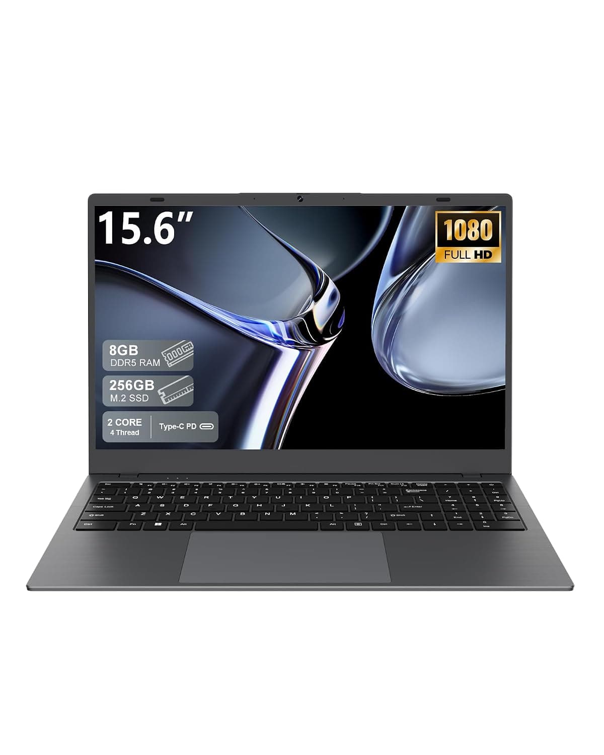 15.6" FHD IPS Laptop, 16GB RAM 256GB SSD, Pentium Gold 6500Y (Up to 3.4GHz), Type-C, 5000mAh Battery, Slim Business Notebook Computer for Office, Student, Home