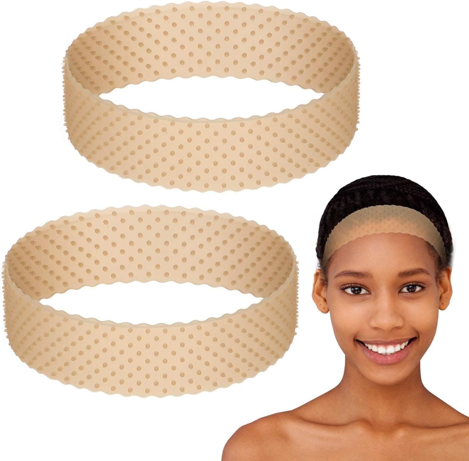 Aputue Silicone Grip Wig Band, 2 Pack Strong Hold, Lightweight Breathable Design, Secure Fit Accessory, No Glue Solution for All Day Comfort, Invisible Wear, Active Lifestyles, Women