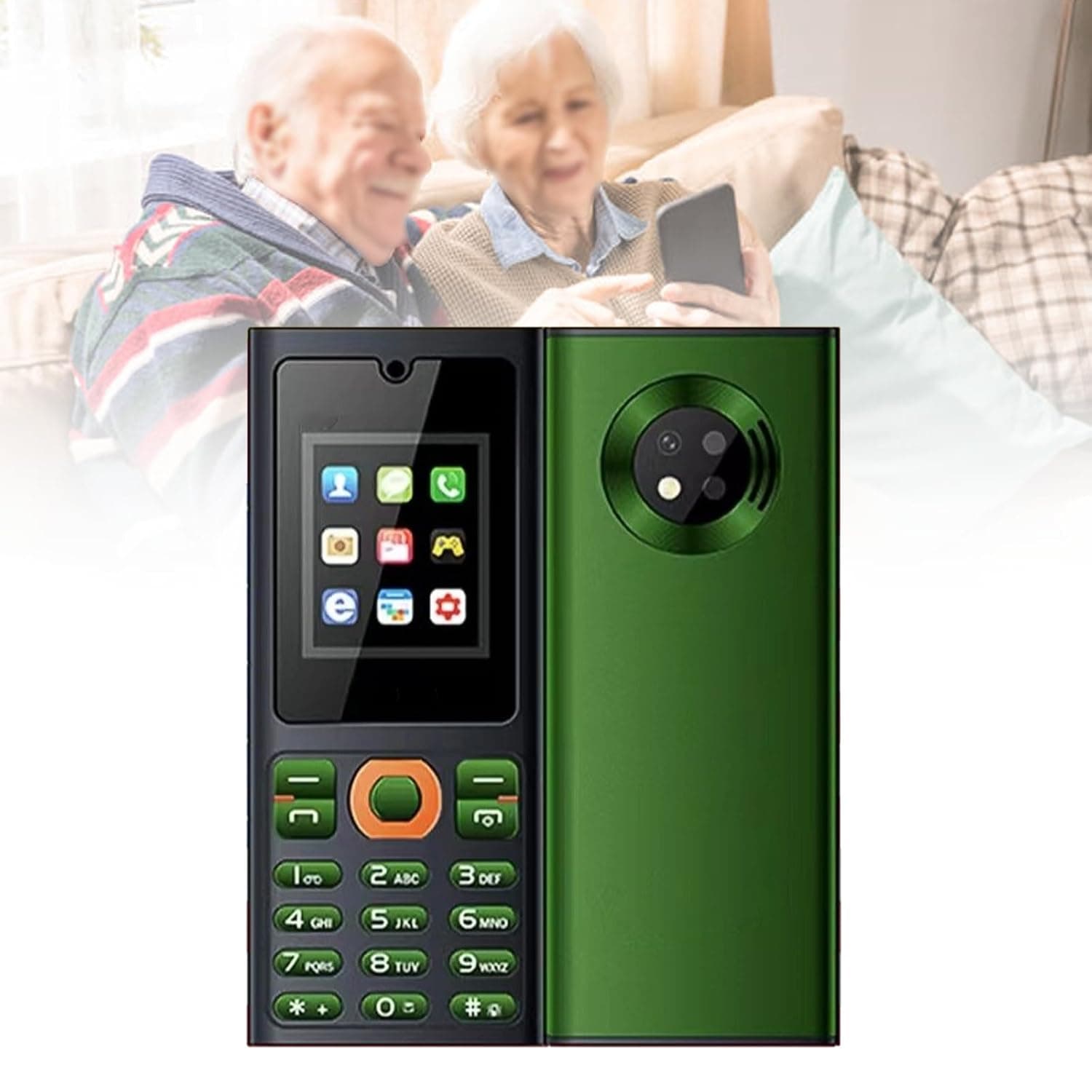 Basic Cell Phone for the Elderly, Unlocked 2G Mobile Phone with Big Buttons, Backup Dumb Phone with GSM Standard, Supports Dual SIM + SD Card,No Internet,Green