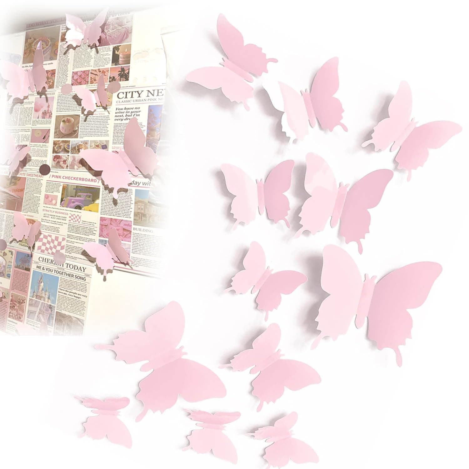 Bukela (Pink) - Cute Product 12Pcs 3d Butterfly Removable Wall Decals Diy Home Decorations Art Decor Wall Stickers Murals for Babys Kids Bedroom Living Room Classroom Office