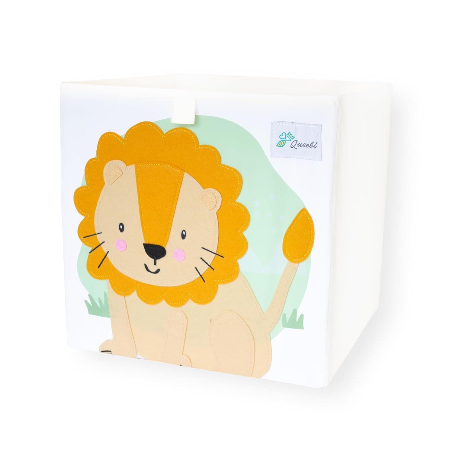 Storage Cube- Organizer for Nursery, Playroom, Bedroom, Closet. Foldable Box 13x13x13 inches. Children's Toy Box, Diaper Caddy, Clothing Basket, Book Bin, Baby Essentials & Gift (Lion)