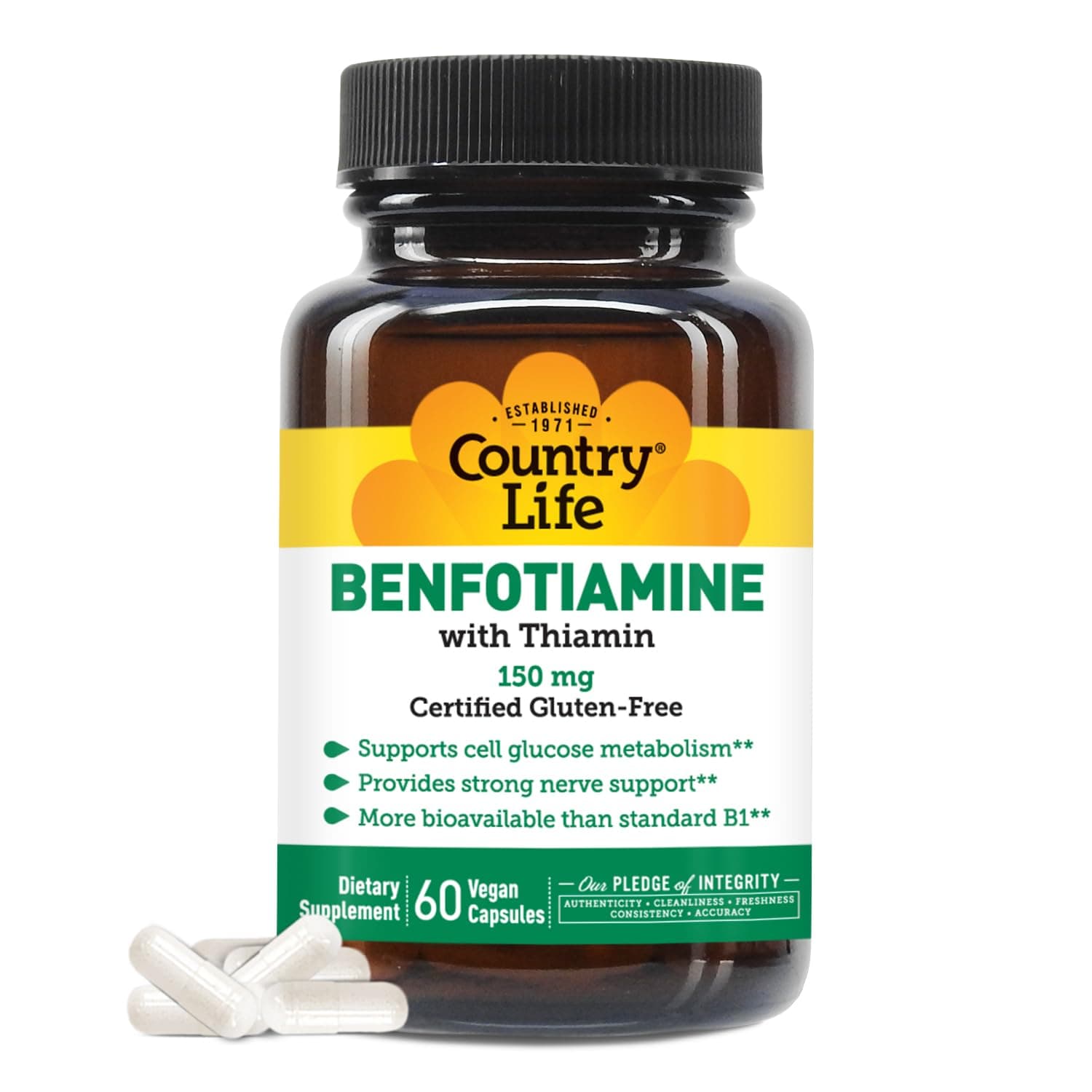 Country Life, Benfotiamine, with Coenzyme B1, 150 mg, 60 Veggie Caps