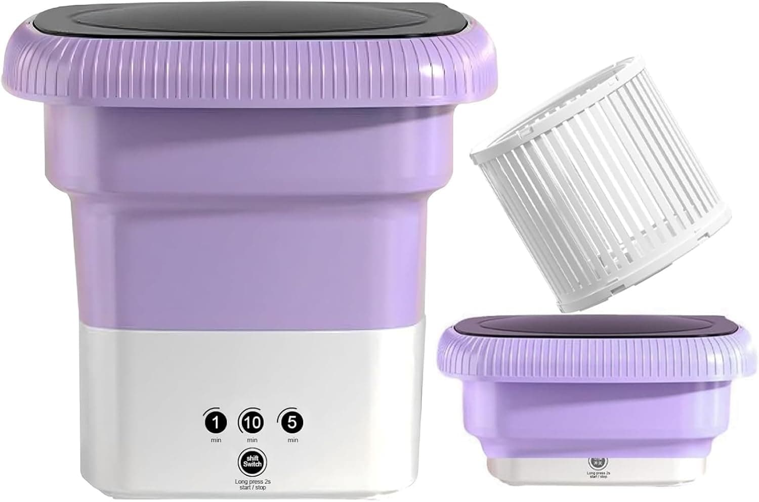 Portable Small Washing machine,9L Capacity Foldable Mini Washer,Ideal for Baby Clothes, Underwear & Small Items. Perfect washers for Apartments, Dorms, RVs & Travel, portable washing machine(Purple)