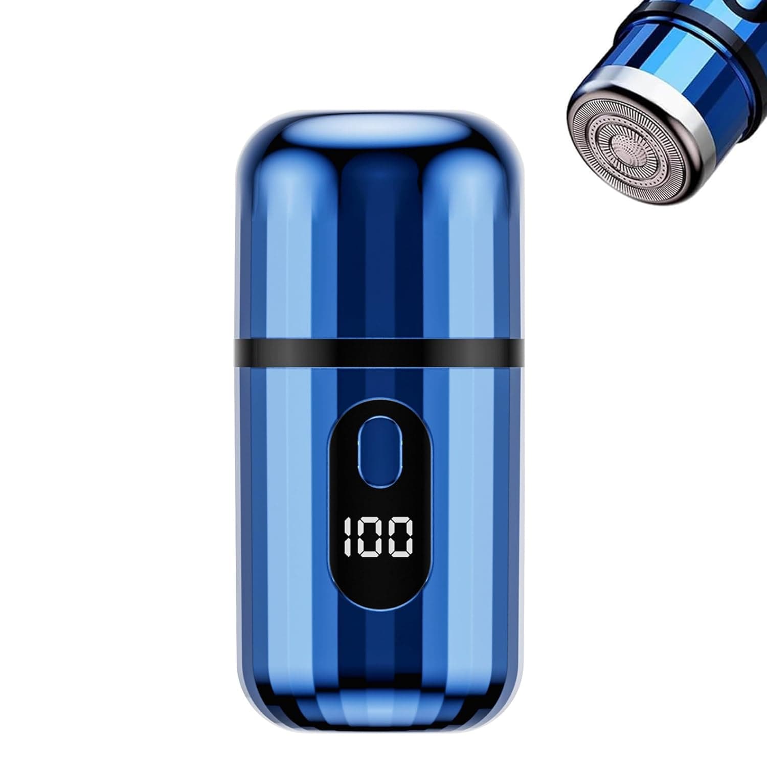 Mini Electric Shaver for Men, Azonee USB-C Rechargeable Capsule Razor, Wet & Dry Shaving, Portable Cordless Shaver with Digital Display for Travel (Blue)