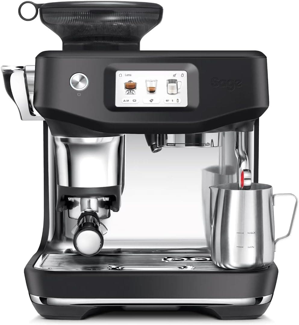 Sage - The Barista Touch Impress –Bean-to-Cup Espresso Machine,Hands-Free microfoam,ThermoJet Heating,Cold Brew Function,Touchscreen – Black Truffle - KSA Version,2 Year Manufacturer Warranty