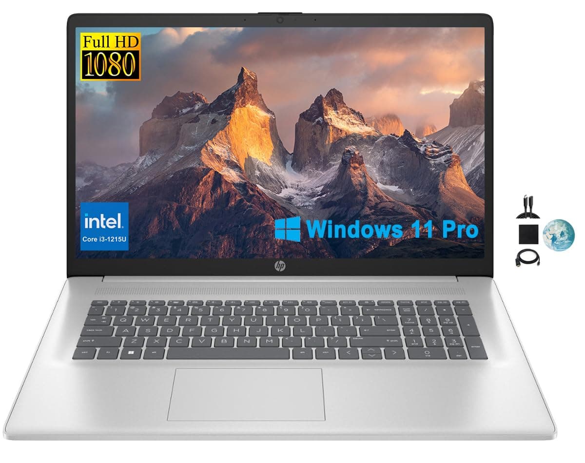 HP 17.3" FHD Business Laptop 2024, 32GB RAM, 1TB SSD, 12th Gen Intel Core i3-1215U (6-Core, Beat i5-1135G7), Wi-Fi, Long Battery Life, Webcam, Numpad, Windows 11 Pro, KyyWee Accessories