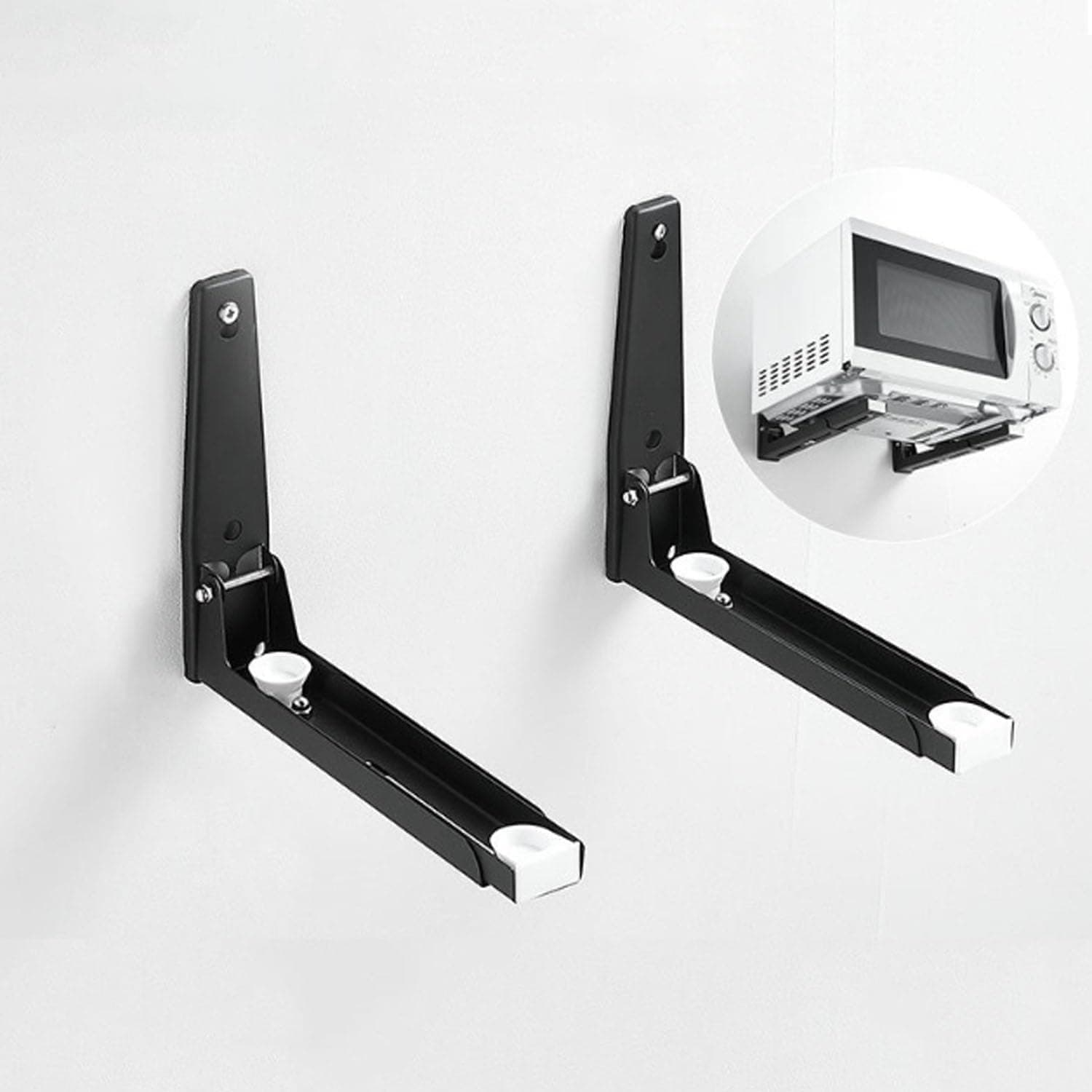 Set of 2 304 Stainless Steel Microwave Shelf Wall Mount,Microwave mounting kit, Foldable, 8 x 8.5 inches