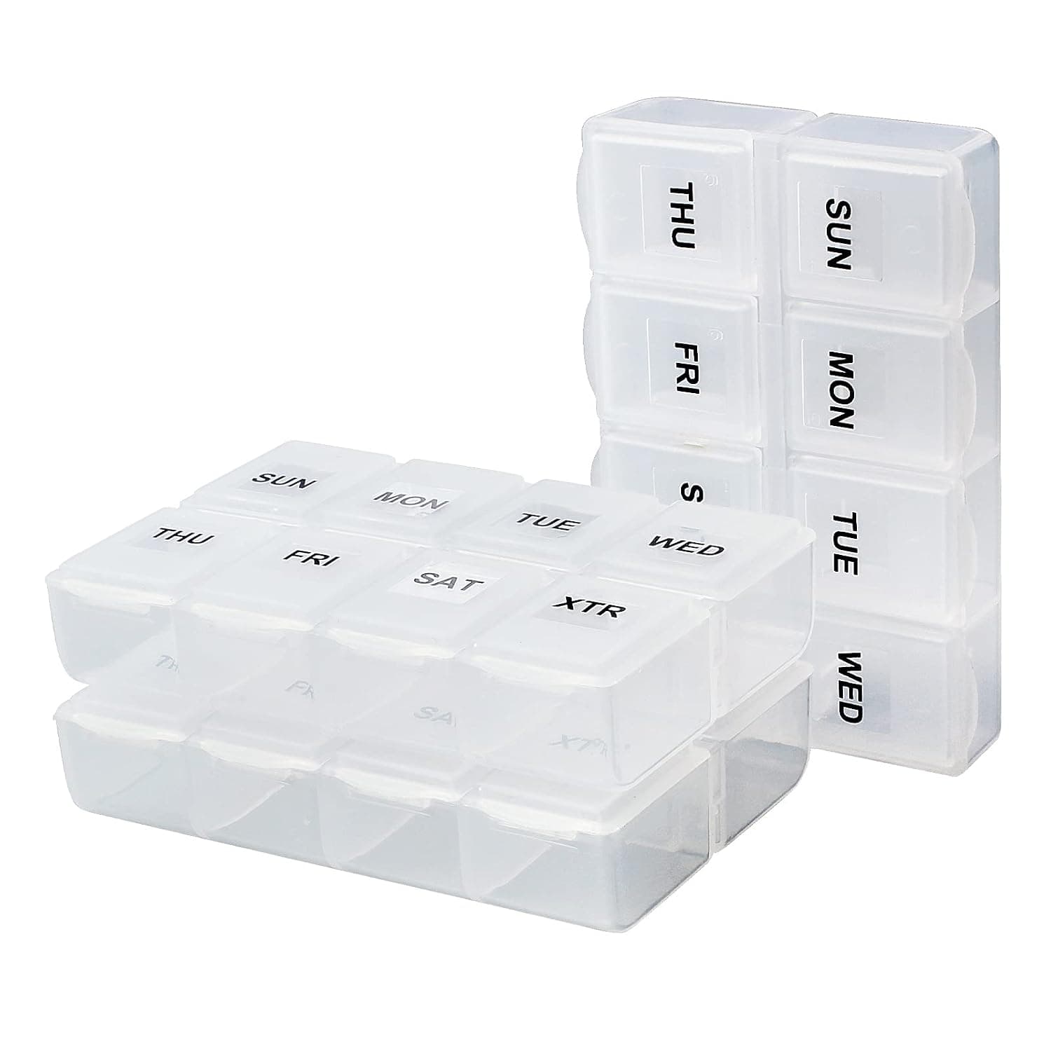 Serfeymi Weekly Travel Pill Organizer 3 Pack Pill Case for Purse Pill Container with Removable Weekly Pill Box, Fashionable Travel Medication Organizer for Medicine,Vitamin,Supplement