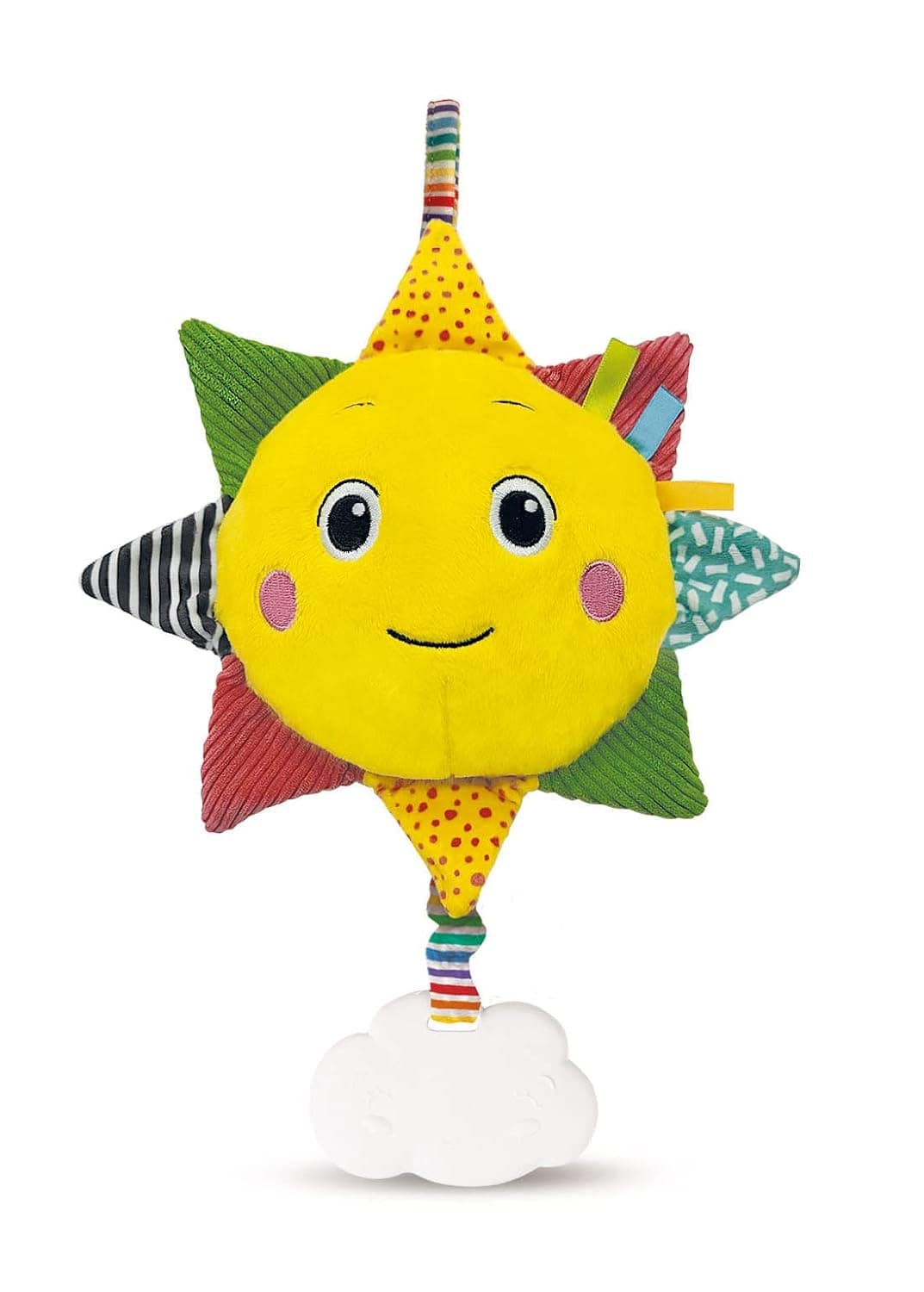 Clementoni 17795 Sun Plush Cot Sound, Musical Babies, Toddlers 0 Months, Early Years, Infant, New Born Soft Toys Gift, Multi-Coloured