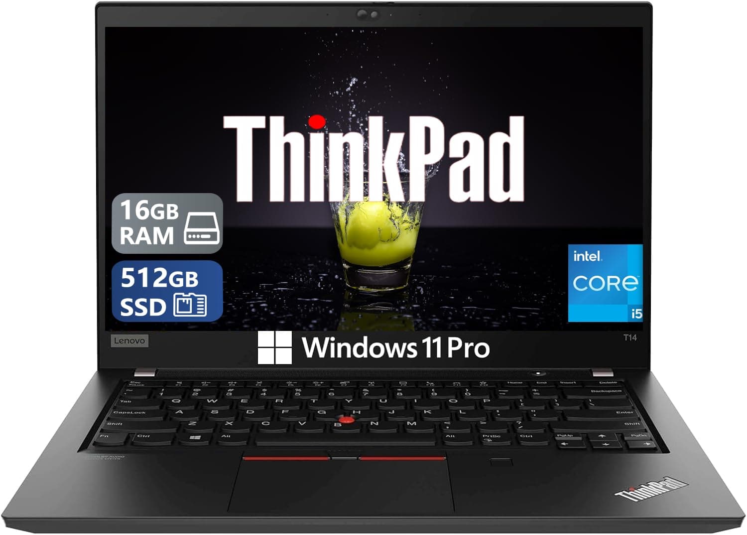 Lenovo Thinkpad T14 G1 Laptop, FHD Display 14" Laptop, i5-10310U (1.7GHz-4.4GHz), 16GB DDR4 RAM, 512SSD, Webcam, HDMI, Win 11 Pro (Renewed)