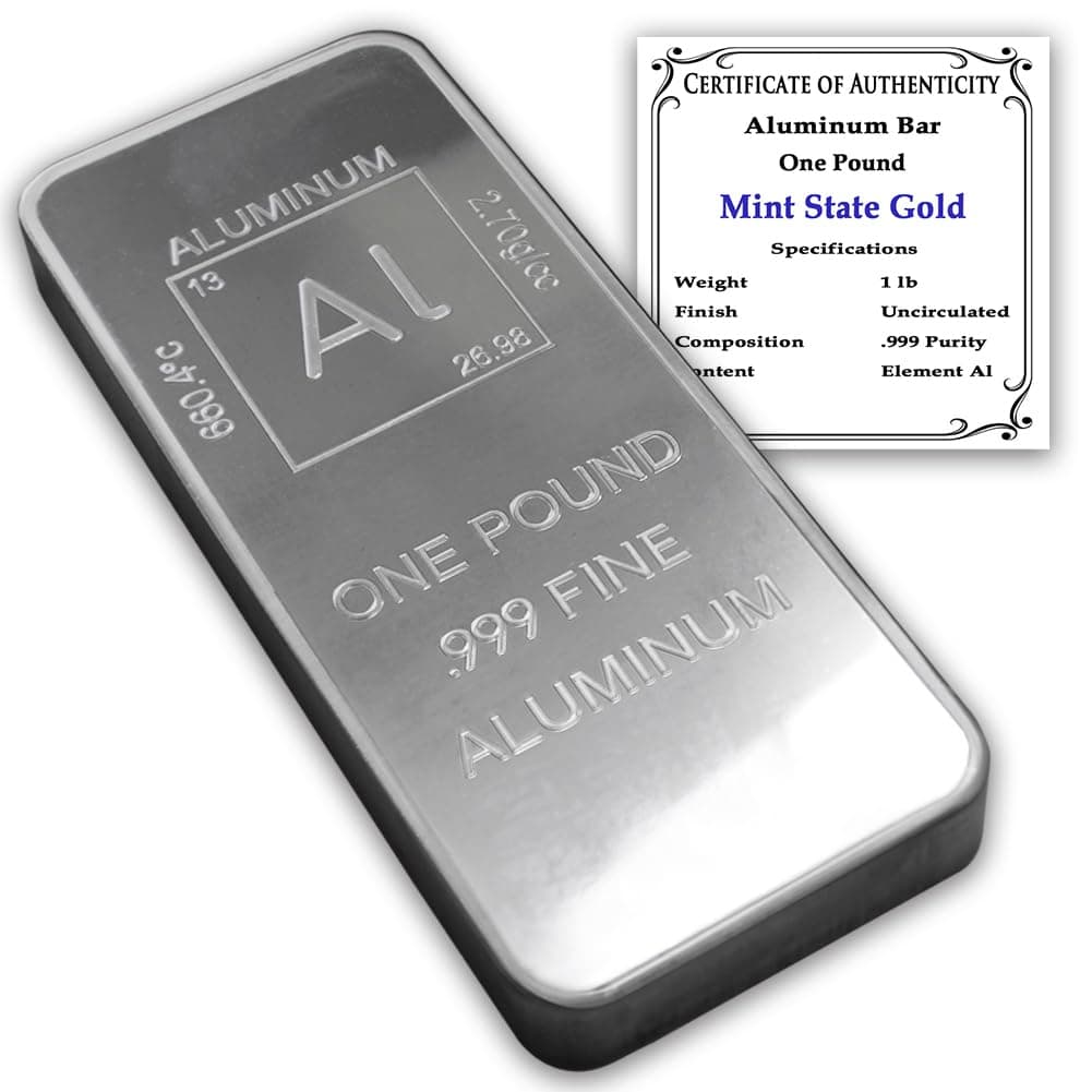 1 lb Aluminum Bar .999 Pure Paperweight | Element Design with Certificate of Authenticity