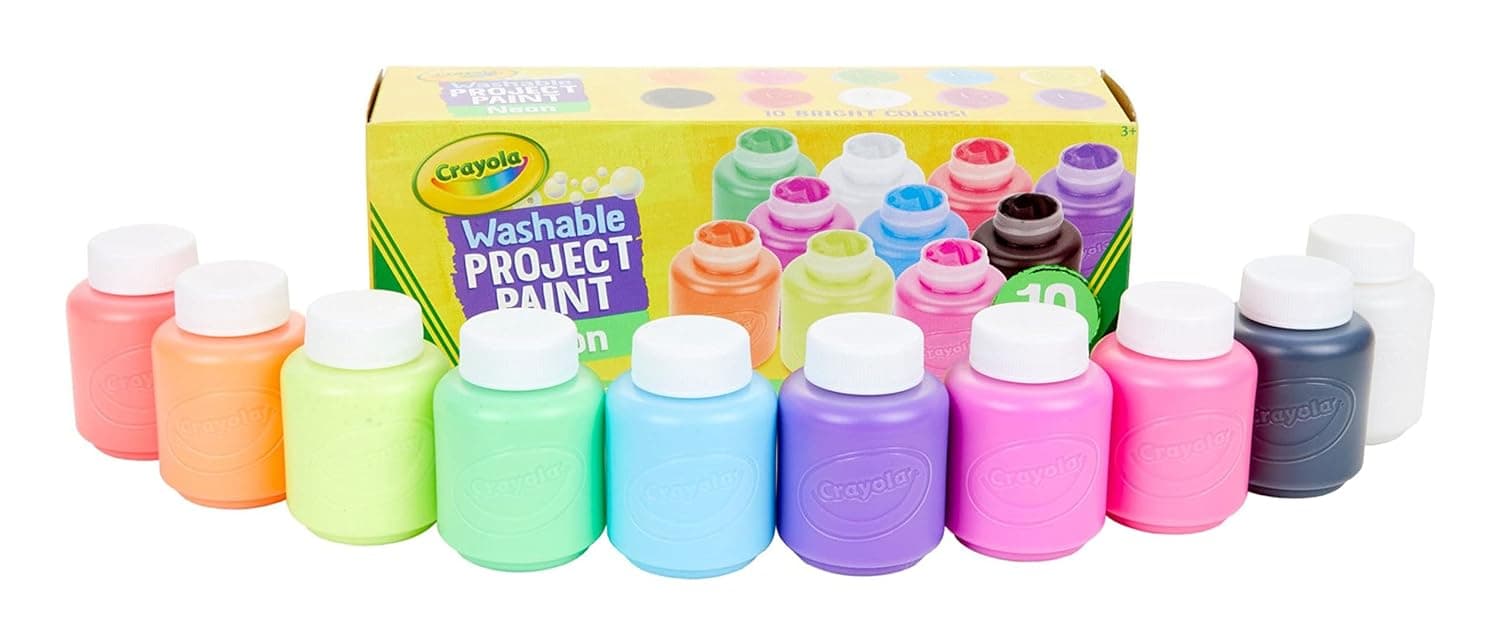 Crayola Washable Kids Project Paint - Neon (2oz), Arts & Crafts Supplies for Kids, Preschool & Kindergarten, Gifts, Ages 3+
