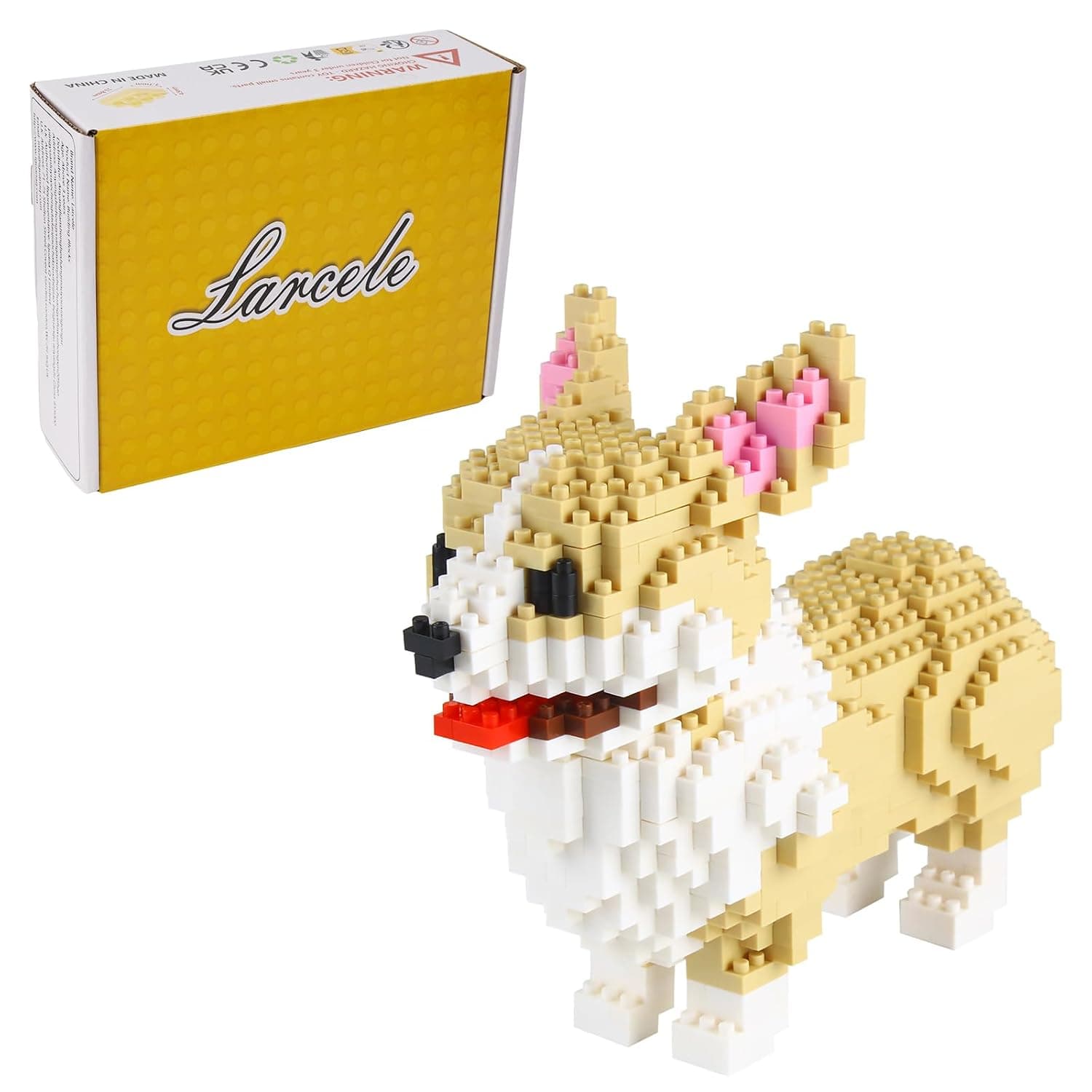 Larcele Micro Dog Building Blocks Toy Bricks Pet Building Blocks, 950 Pieces KLJM-02 (Welsh Corgi Cardigan) Reusable